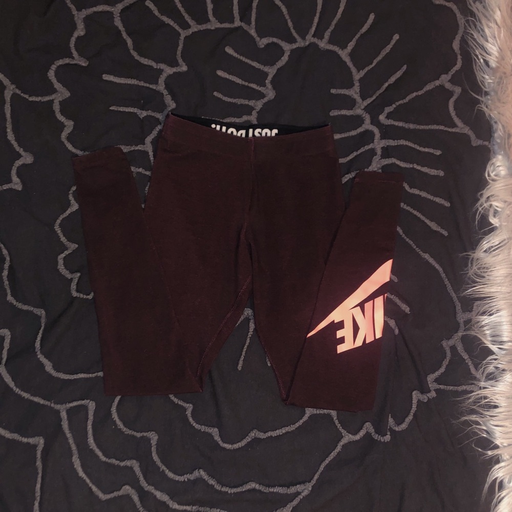 maroon nike logo leggings size xs